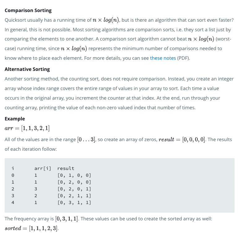 HackerRank 問題: countingSort