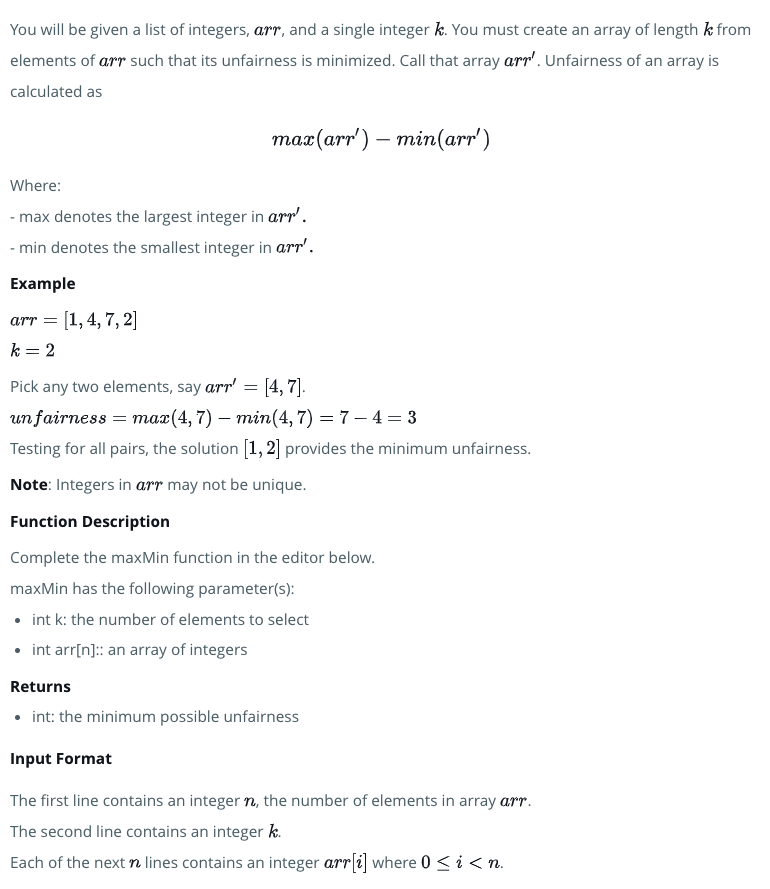 HackerRank 問題: Max Min