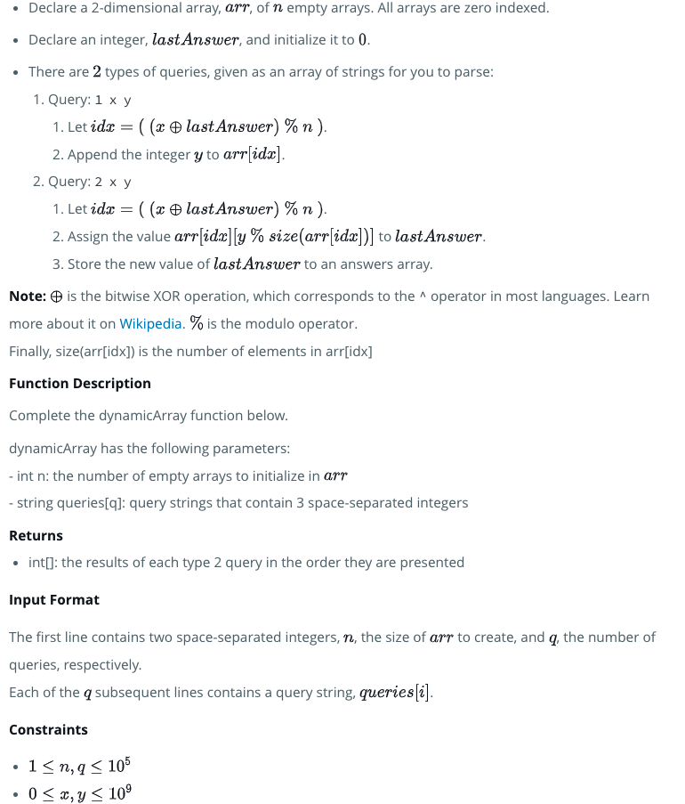 HackerRank 問題: Dynamic Array